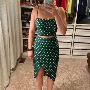 Reformation Green Polka Dot Wrap Dress Size 0